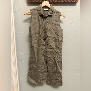 Sleeveless Olive Button-Down Dress